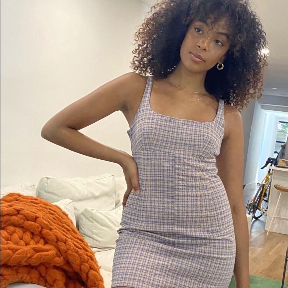 Pink and blue dress